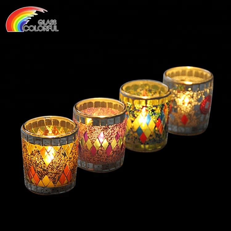 Mosaic Votive Glass Tea Light Candle Holders