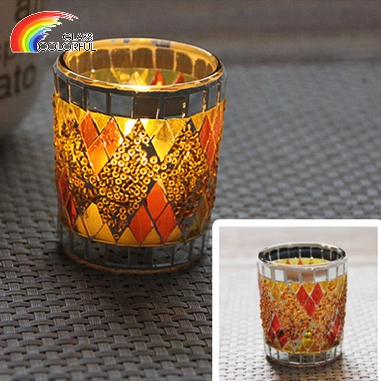 Mosaic Votive Glass Tea Light Candle Holders
