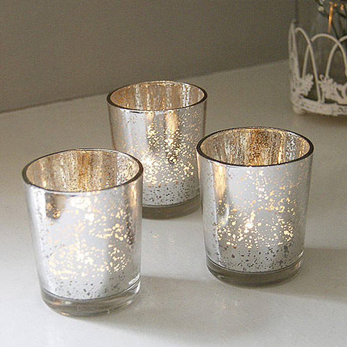 Mercury Silver Votive Glass Candle Holder Glass Votives