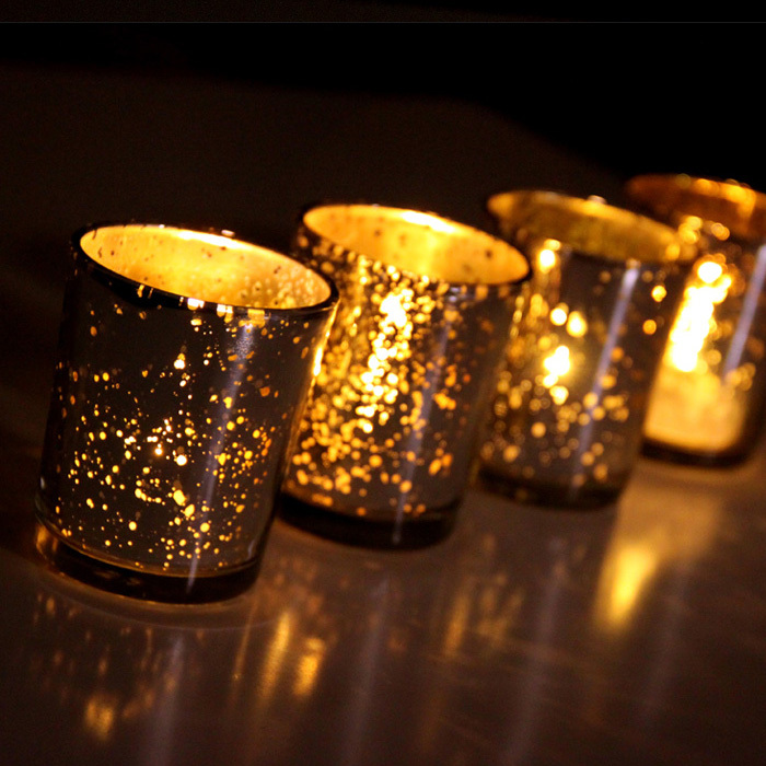 Mercury Silver Votive Glass Candle Holder Glass Votives