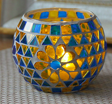 Mosaic Tea Light Glass Votive Candle Holders Mosaic