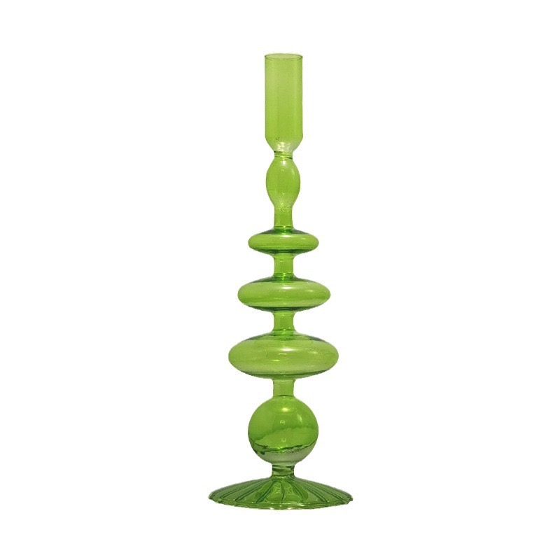 colored glass candlestick holders