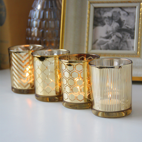Gold Mercury Glass Votives Candle Holders