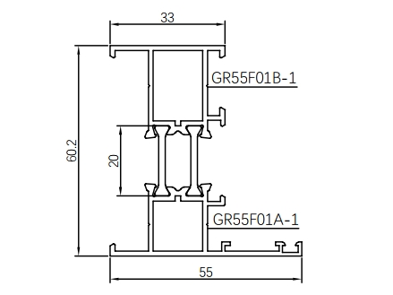 หน้าต่างเปิดออกด้านนอกอัลลอยด์อะลูมิเนียม - ซีรีส์ GR60F