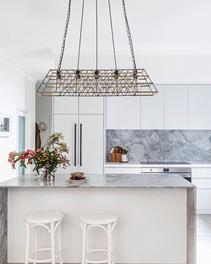 Hemp rope chandelier