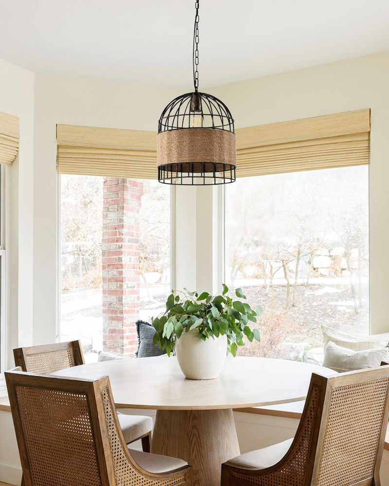 Hemp rope chandelier