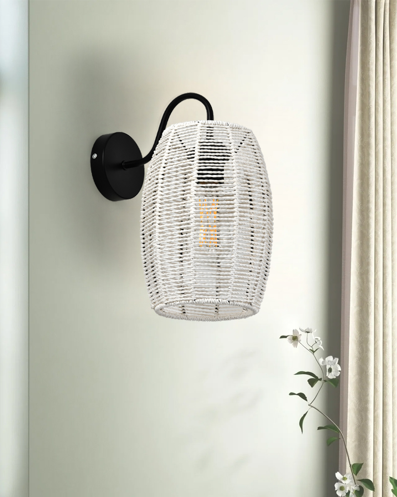 white hemp rope wall lamp