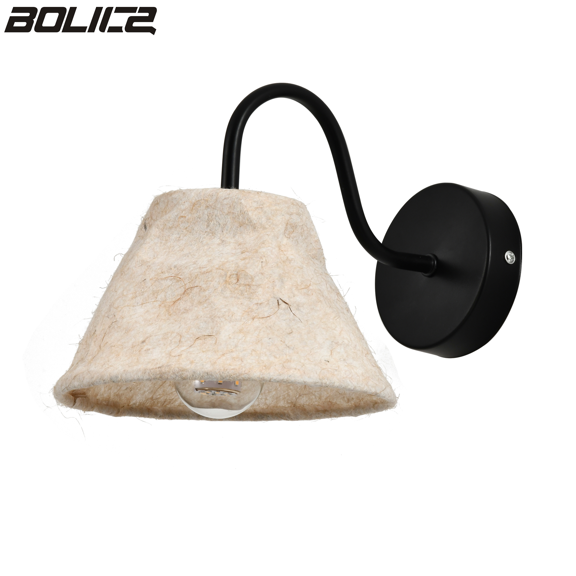Witte henneptouw wandlamp met decoratieve lampenkap