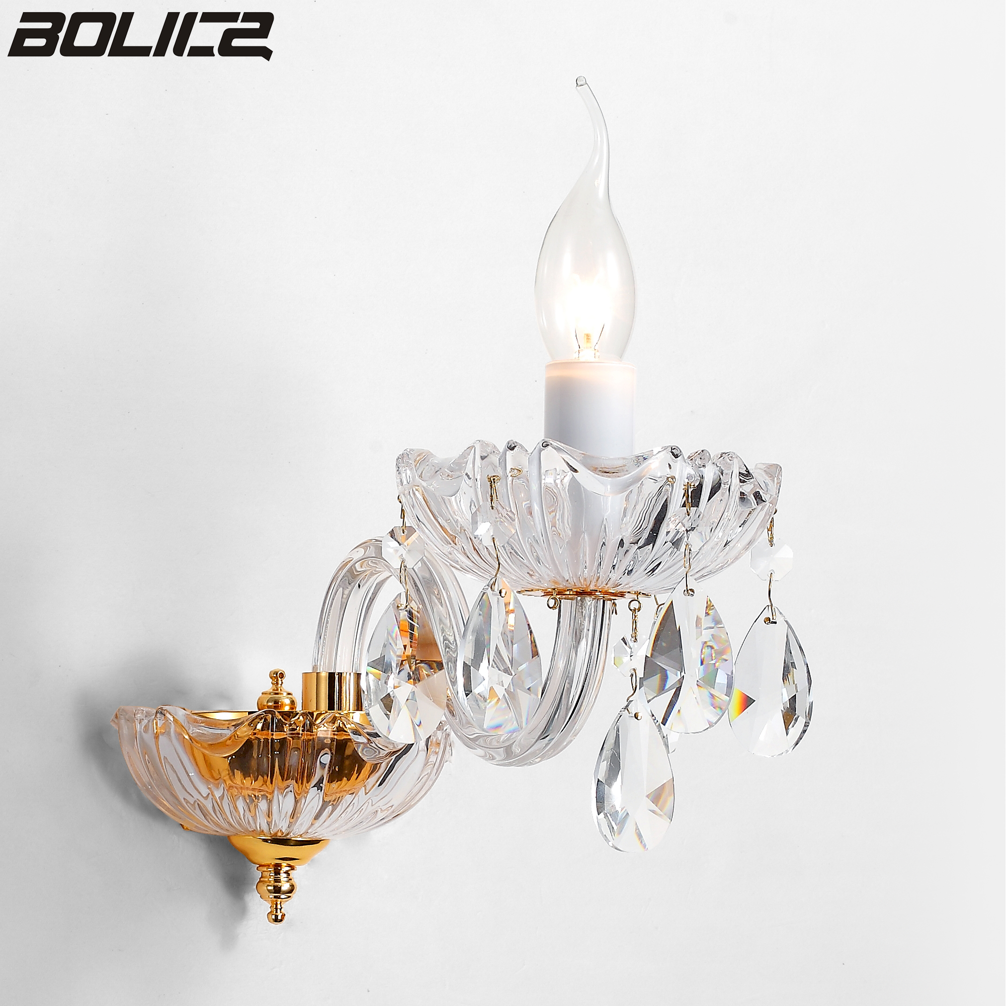 Gouden glazen traditionele kaars decoratieve wandlamp
