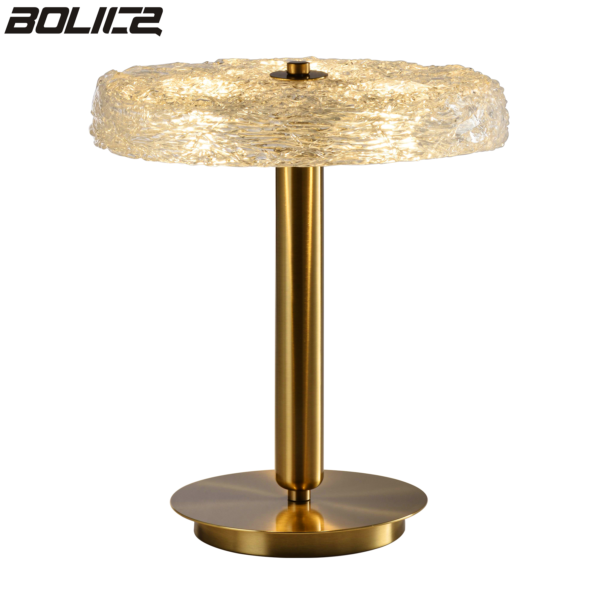 Tafellamp met metalen glastextuur