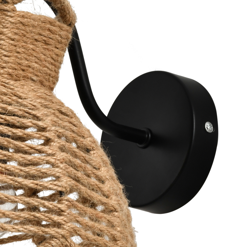 Ouderwetse creatieve lampenkap van henneptouw met LED-wandlamp