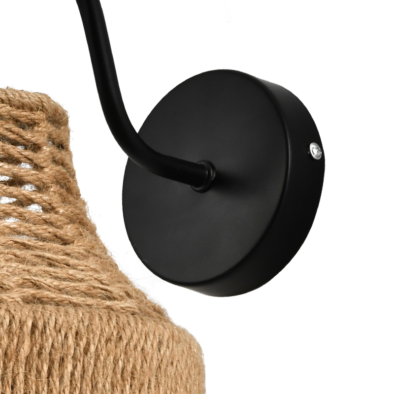 Wandlamp van henneptouw in industriële stijl
