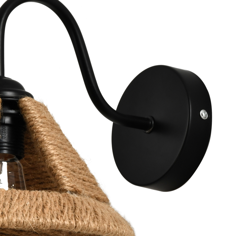 Henneptouw geweven antieke led-nachtkastje wandlamp
