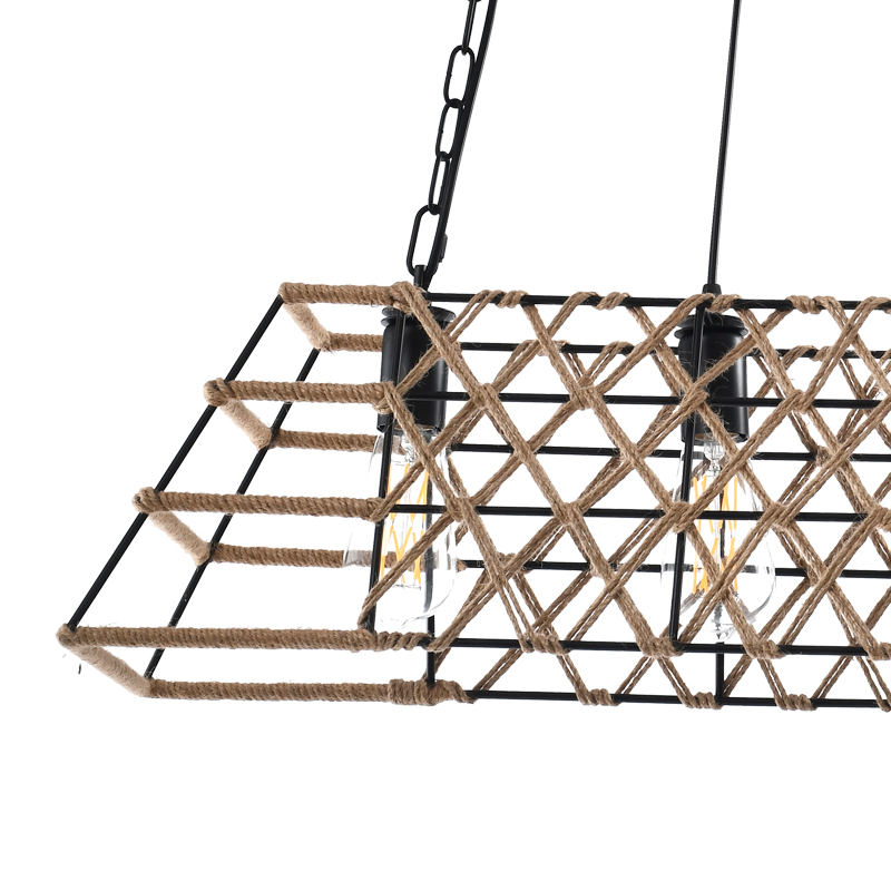 Industriële antieke vintage hangende kroonluchter van henneptouw