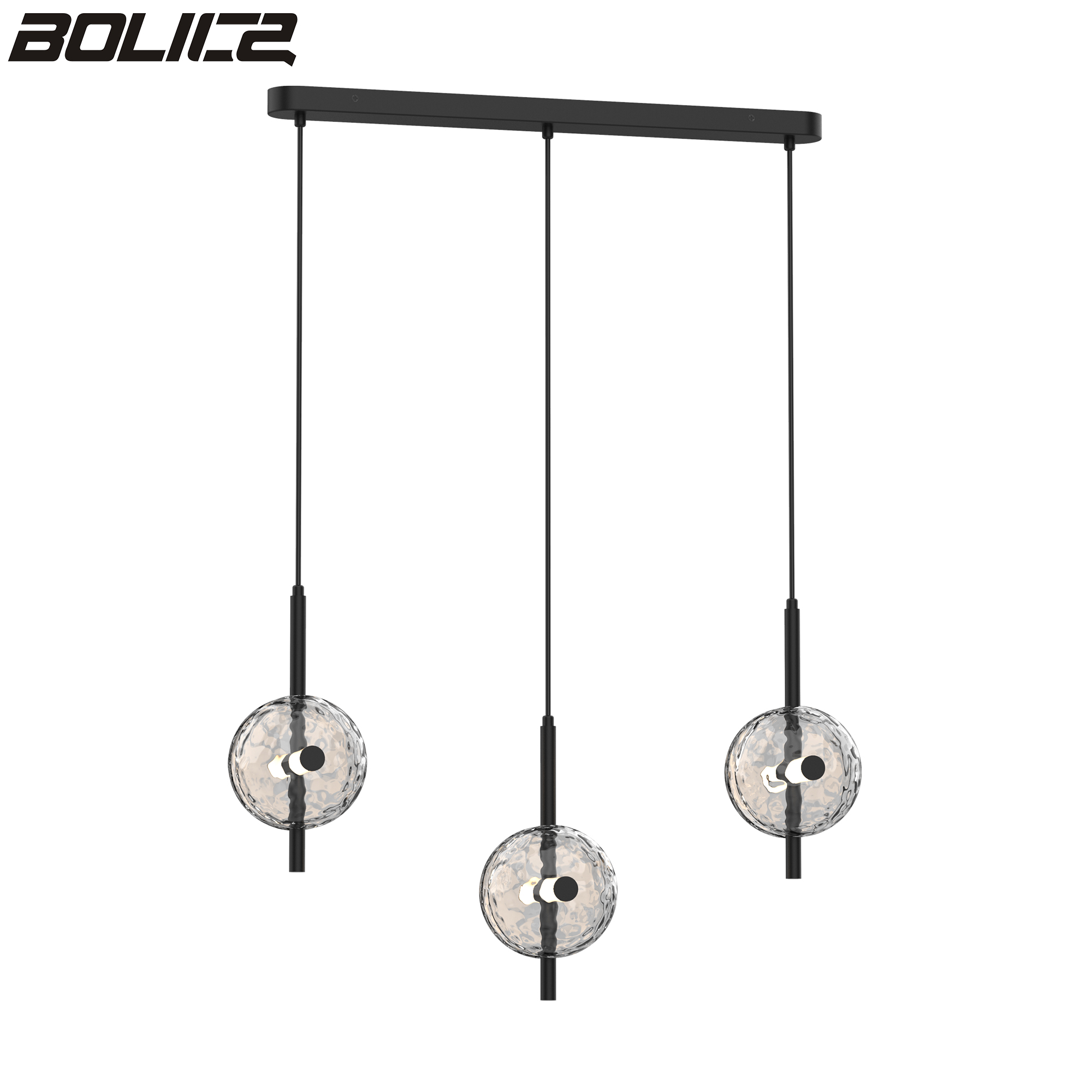 Matte Black Metal Glass Chandelier