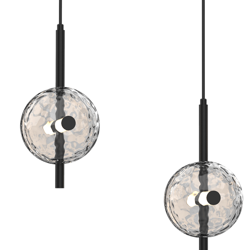 Matte Black Metal Glass Chandelier