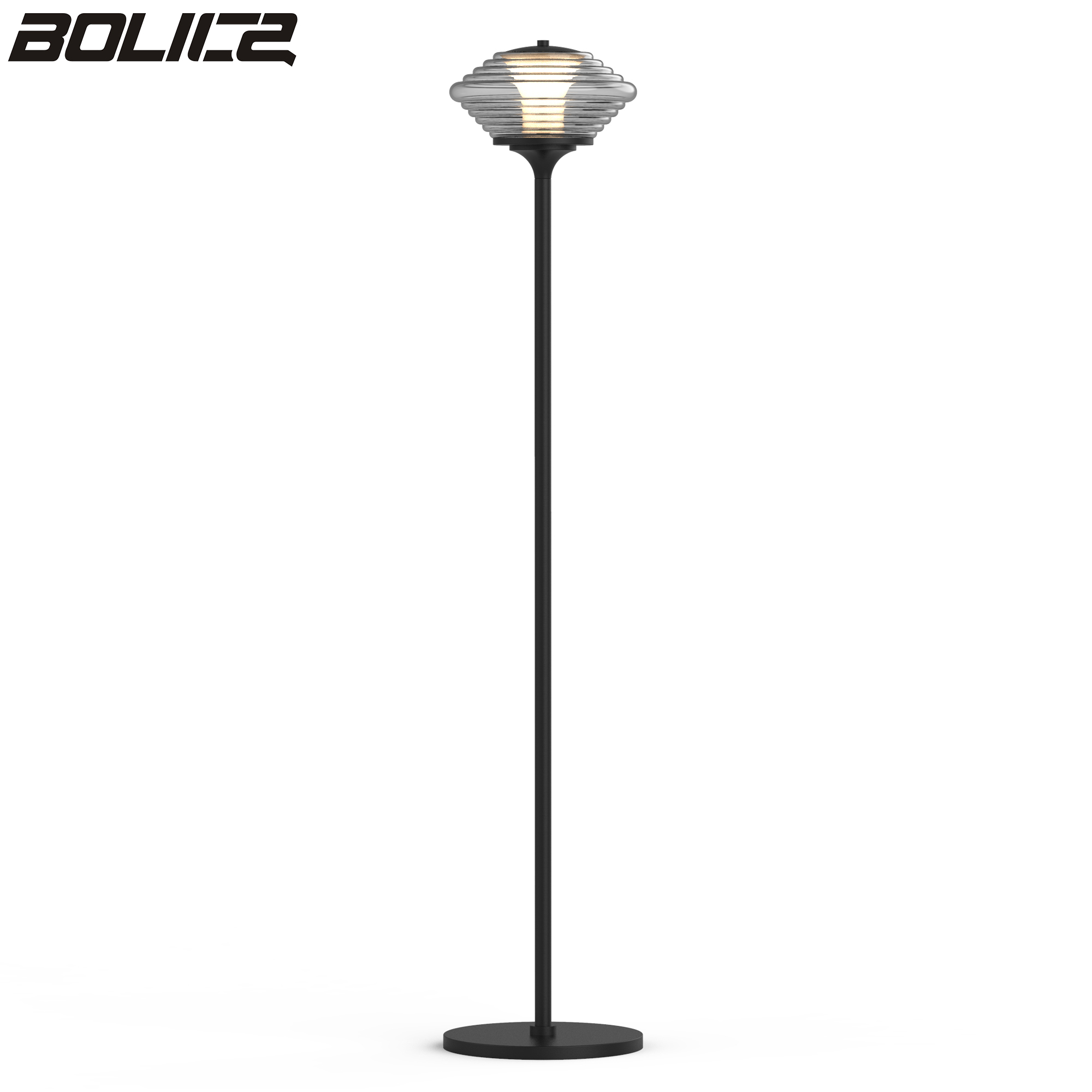 Modern LED floor lamp with glass round globe shade