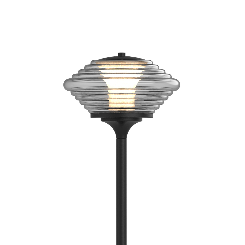 Modern LED floor lamp with glass round globe shade