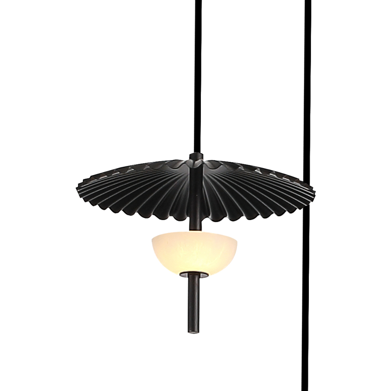 Moderne zwarte metalen trap albasten kroonluchter