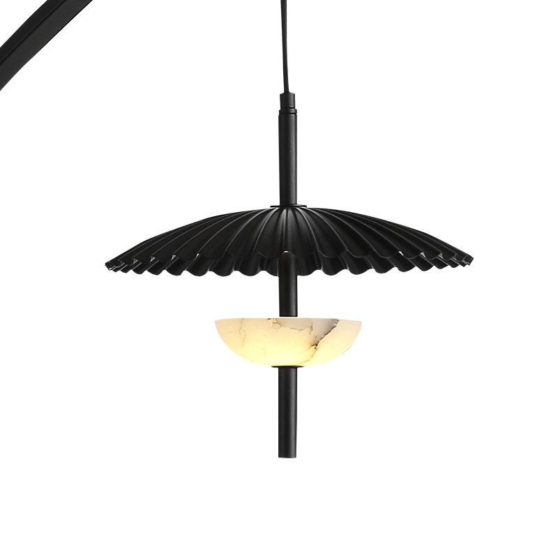 Metalen zwarte ronde kap albasten kroonluchter