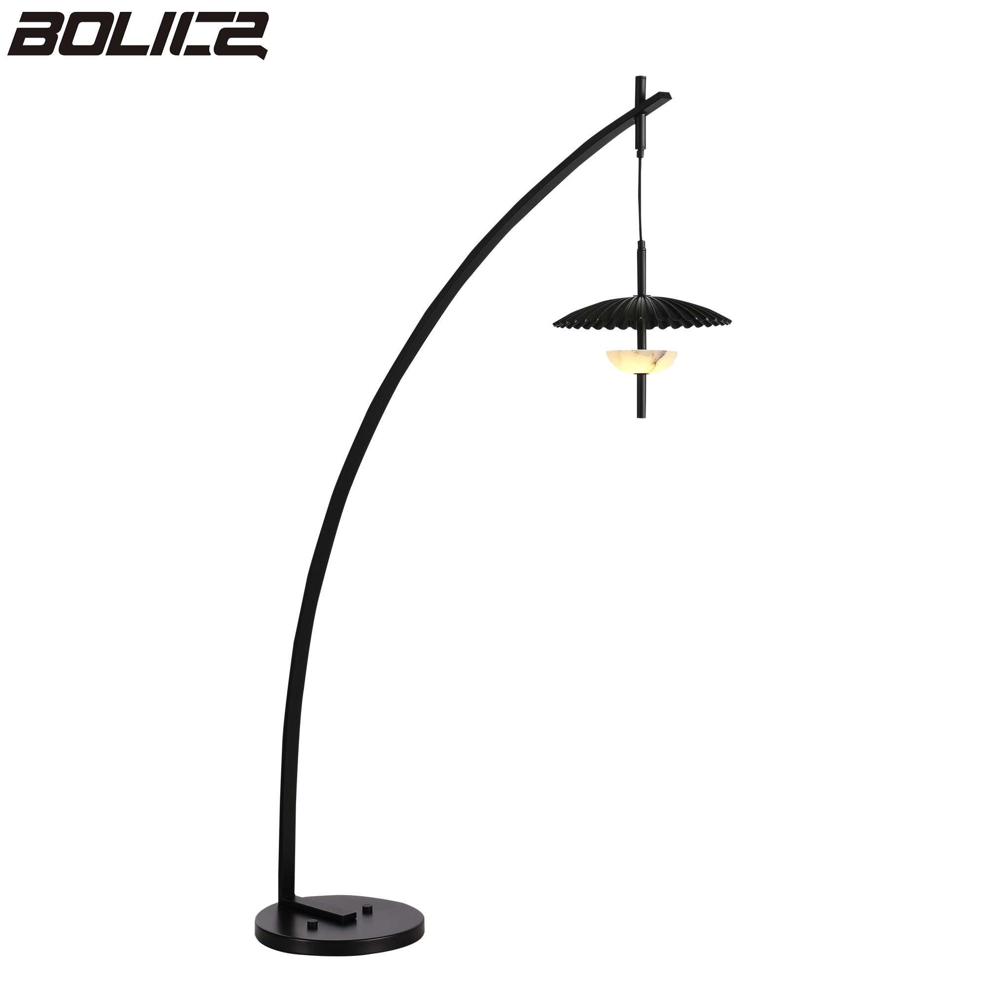 Metalen zwarte ronde kap albasten kroonluchter