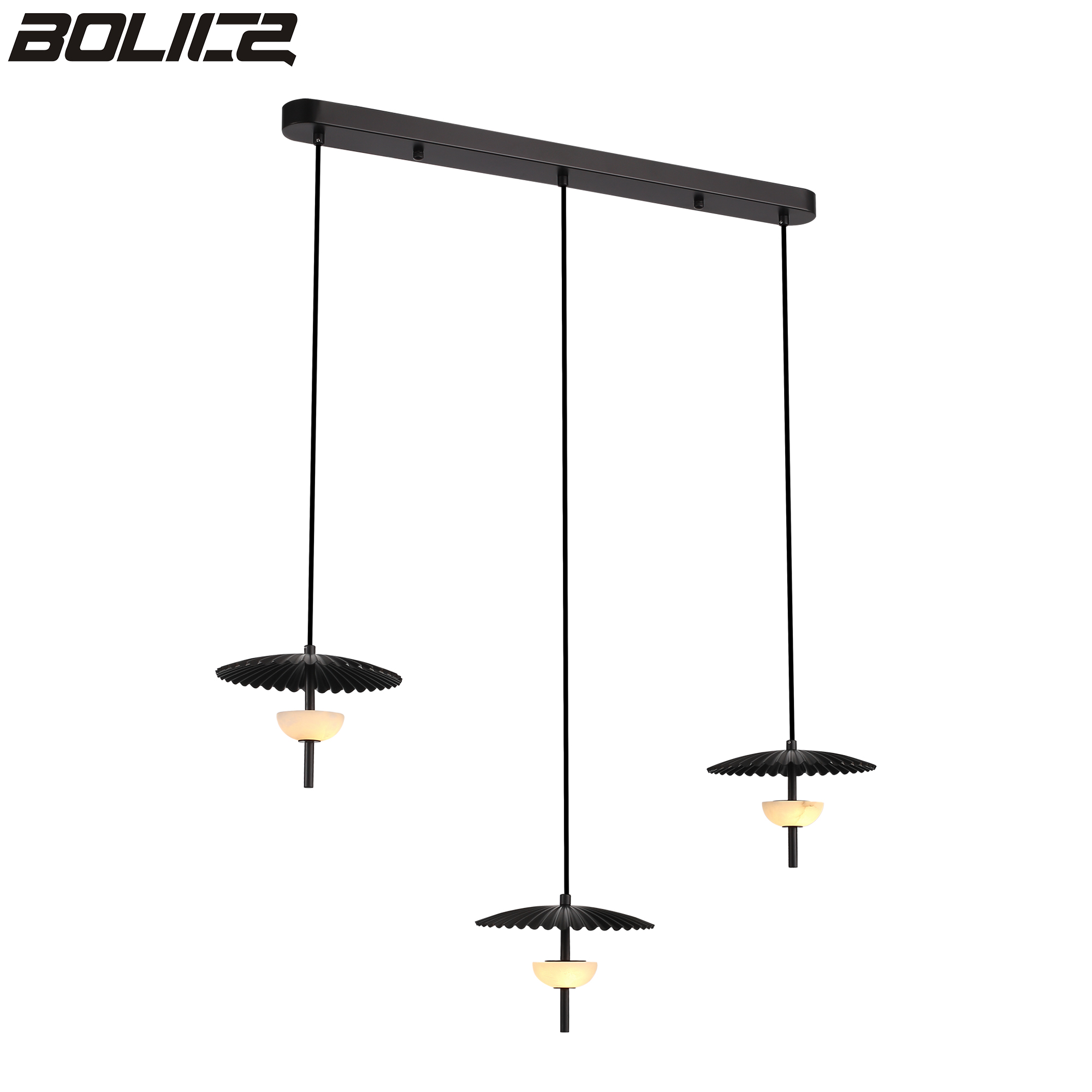 Μαύρο τρίφωτο κρεμαστό φωτιστικό LED από αλάβαστρο Μαύρο τρίφωτο κρεμαστό φωτιστικό LED από αλάβαστρο