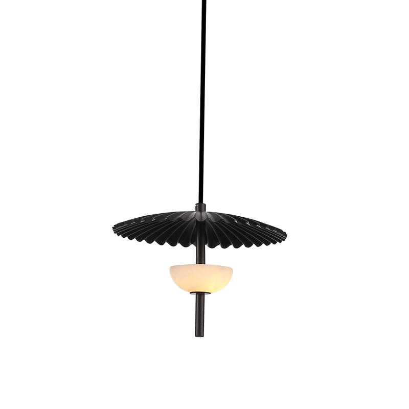 Μαύρο τρίφωτο κρεμαστό φωτιστικό LED από αλάβαστρο