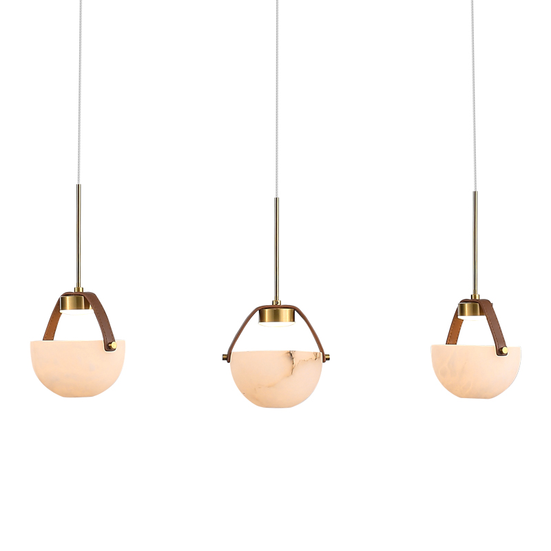 Τρικεφαλή χρυσή δερμάτινη ζώνη από αλάβαστρο