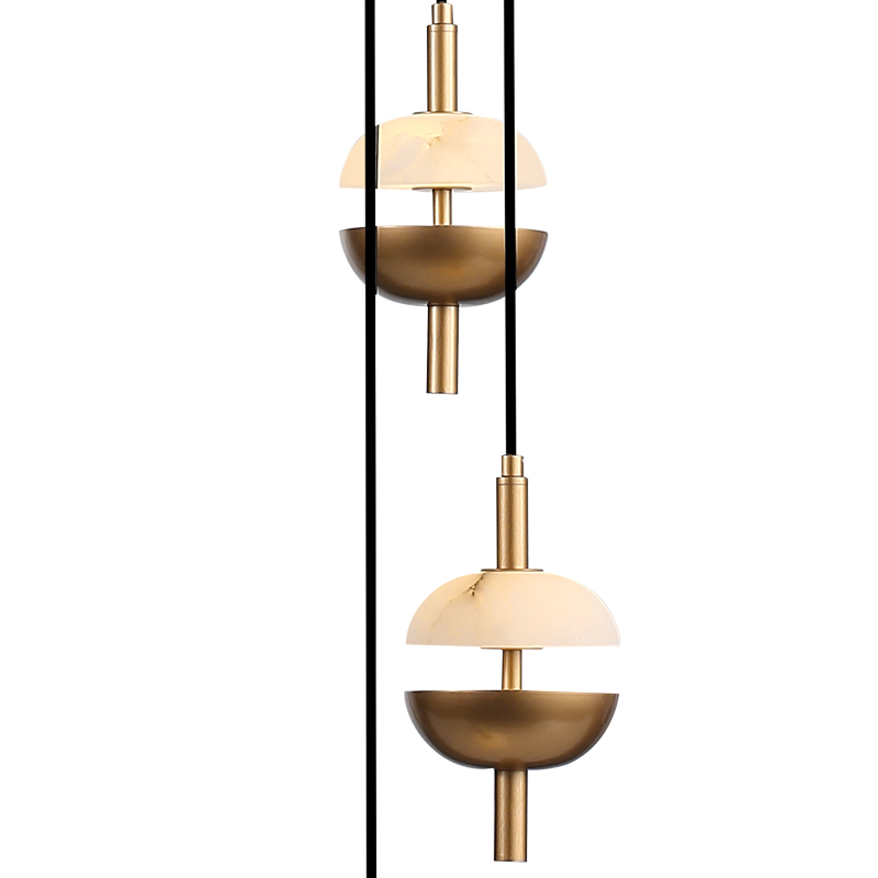 Lámpara de araña LED única de alabastro con 5 luces, lámpara de araña larga para escalera