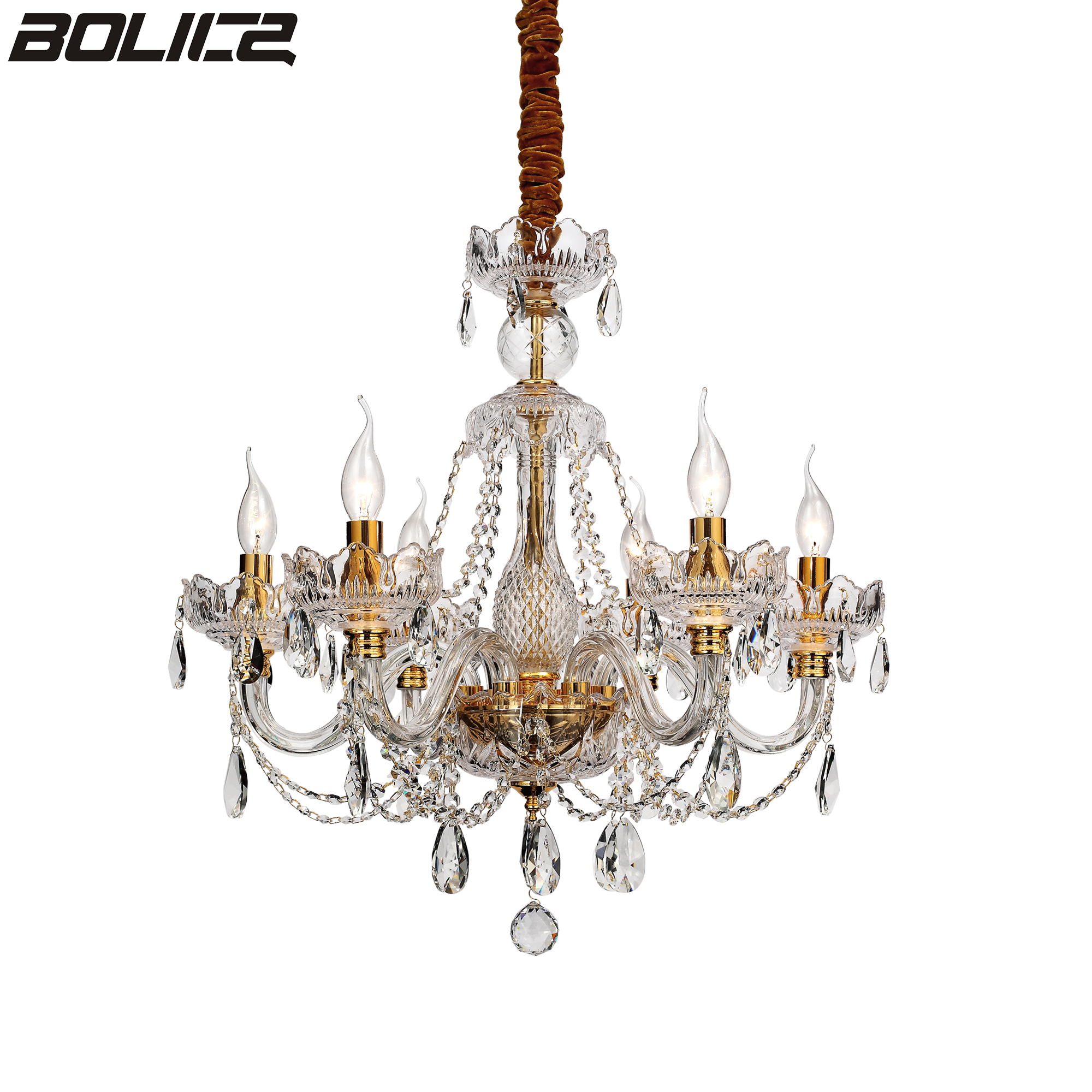 金色のガラスクリスタルの高級シャンデリア