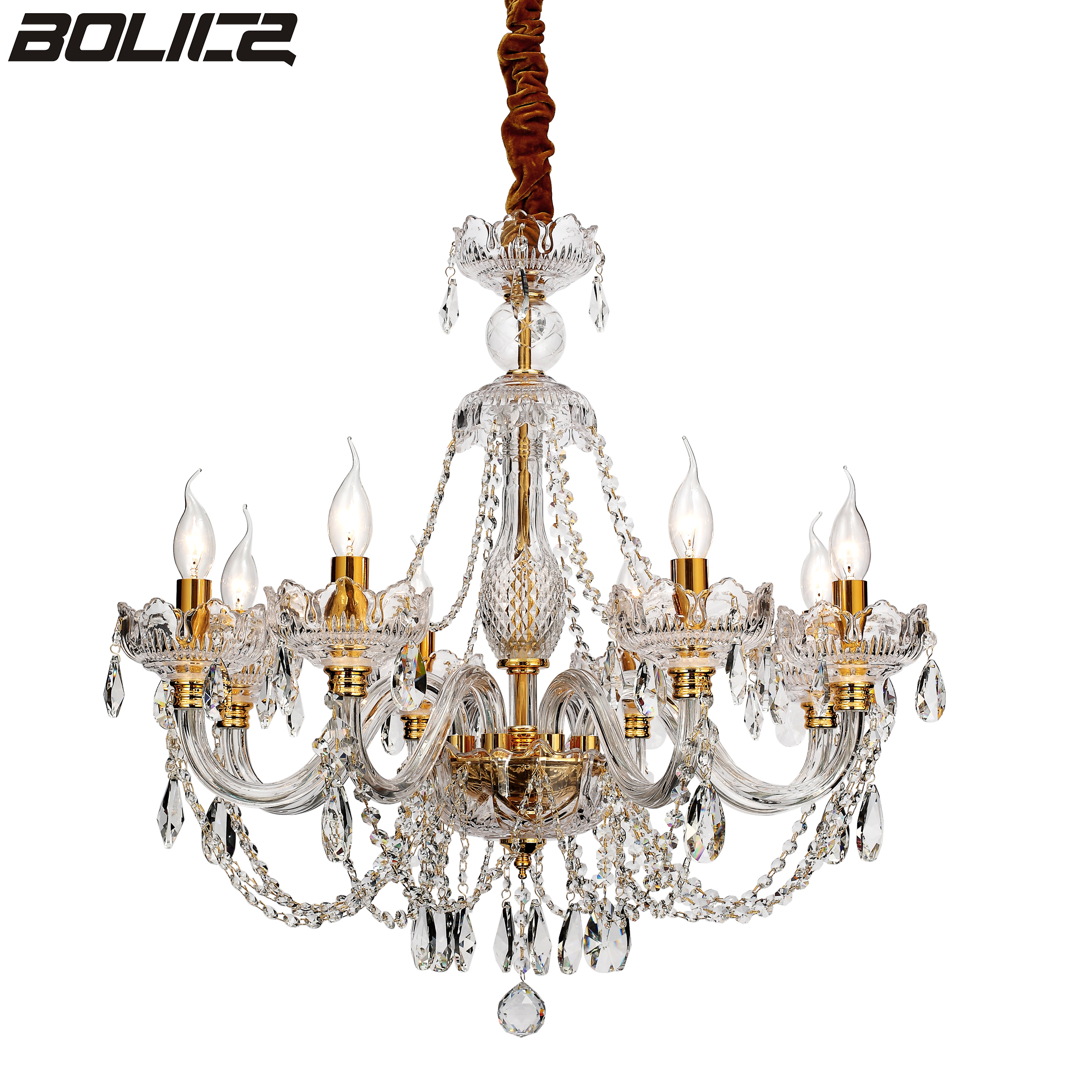 金色のガラスクリスタルの高級シャンデリア