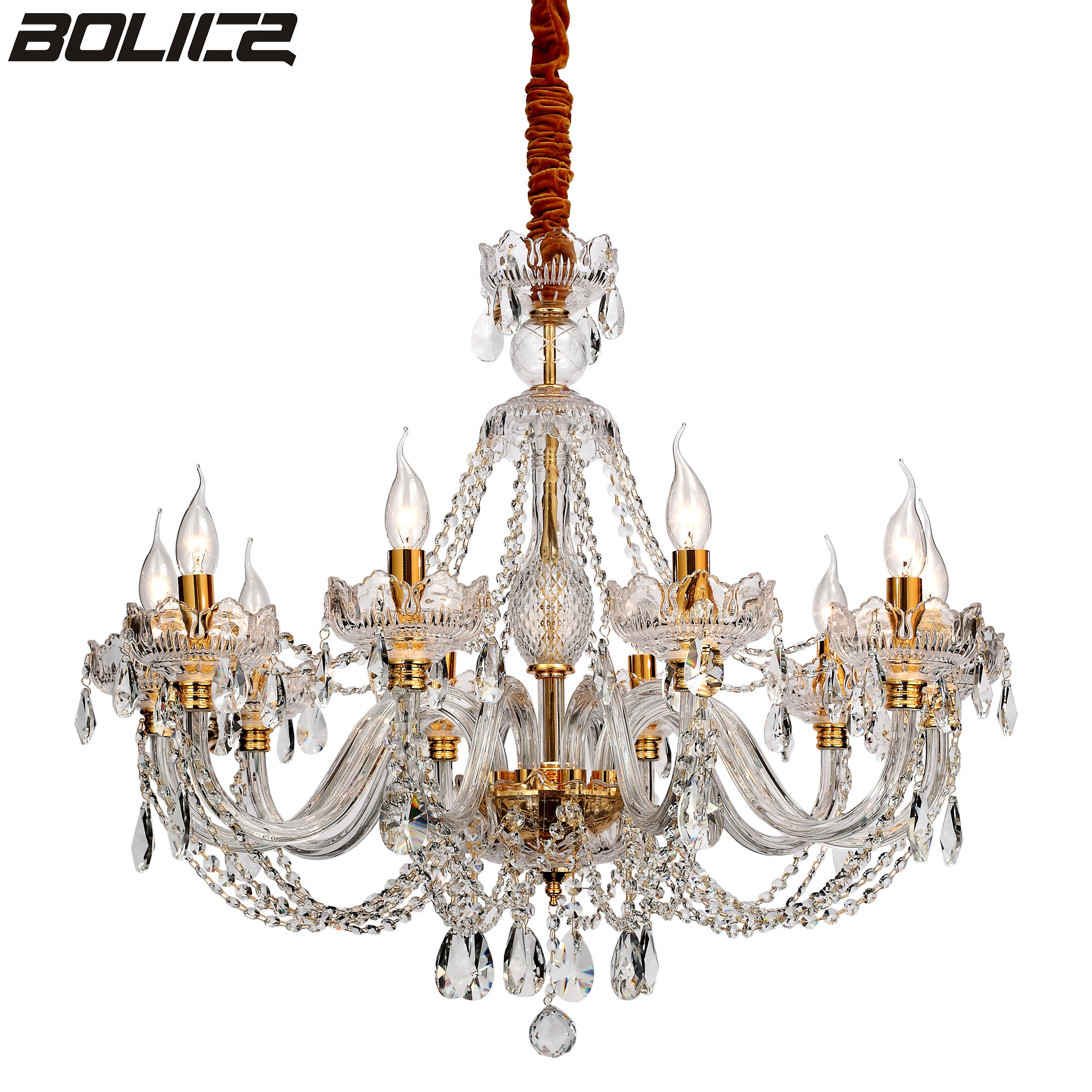 金色のガラスクリスタルの高級シャンデリア