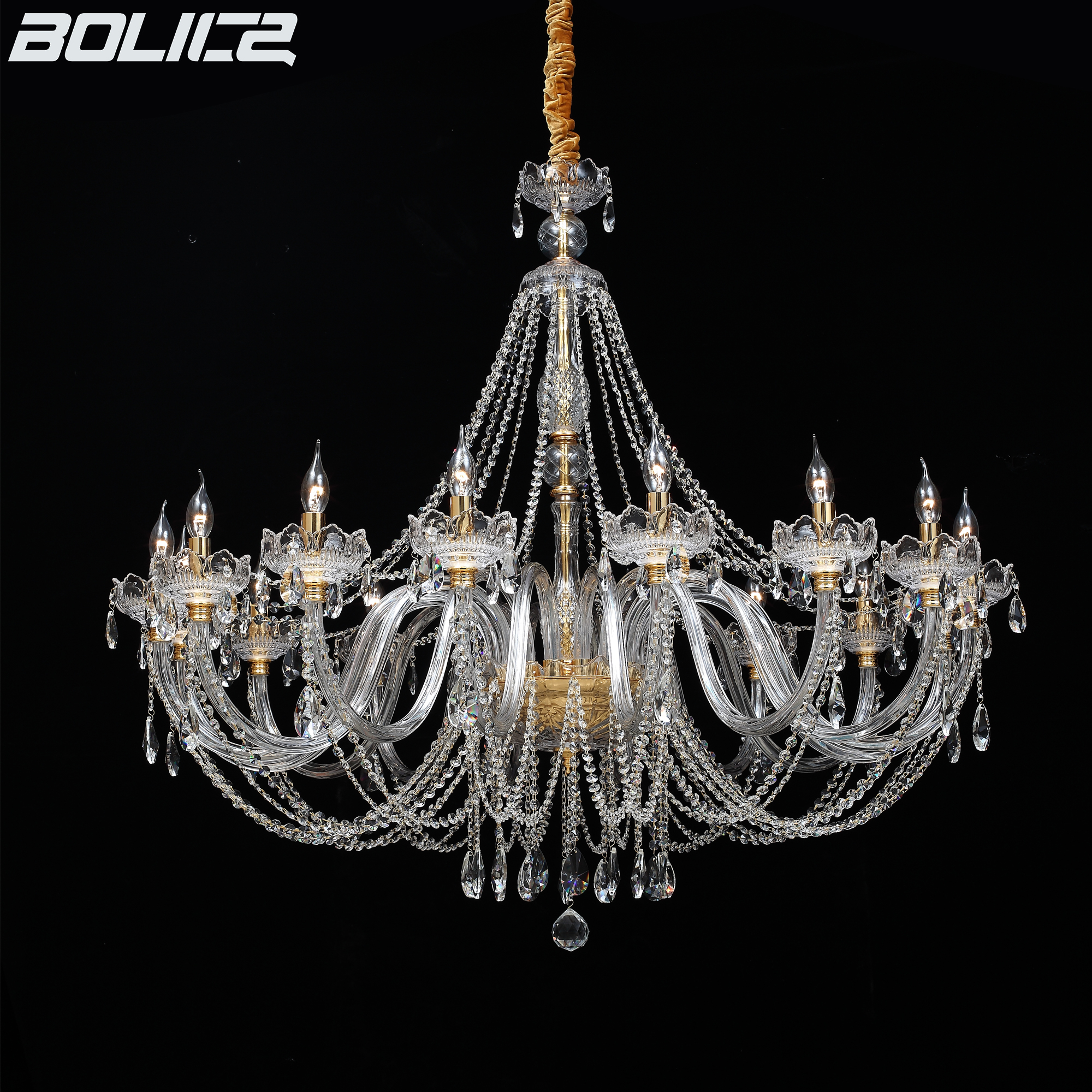 金色のガラスクリスタルの高級シャンデリア