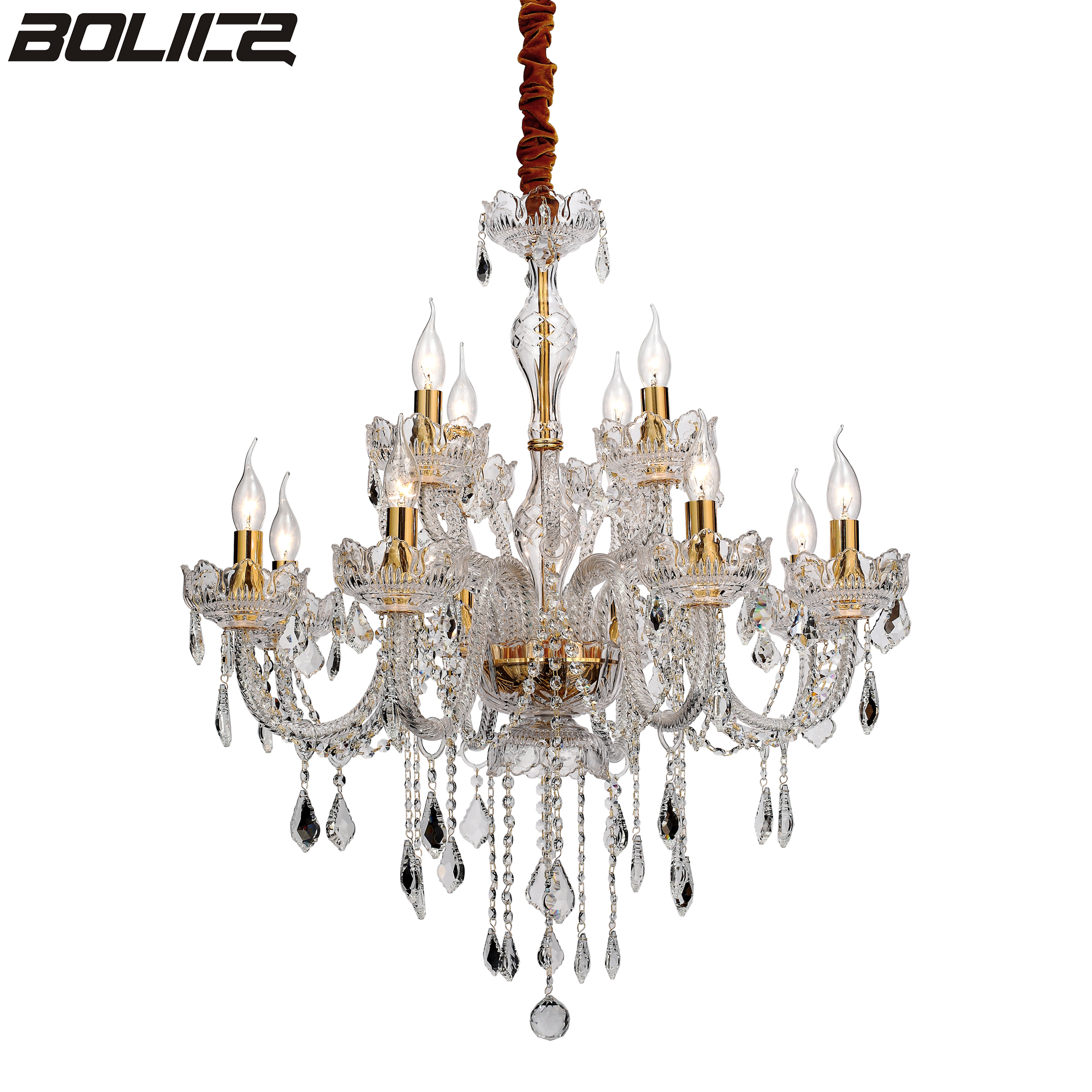 Luksusowy, dwuwarstwowy złoty żyrandol do luksusowych willi