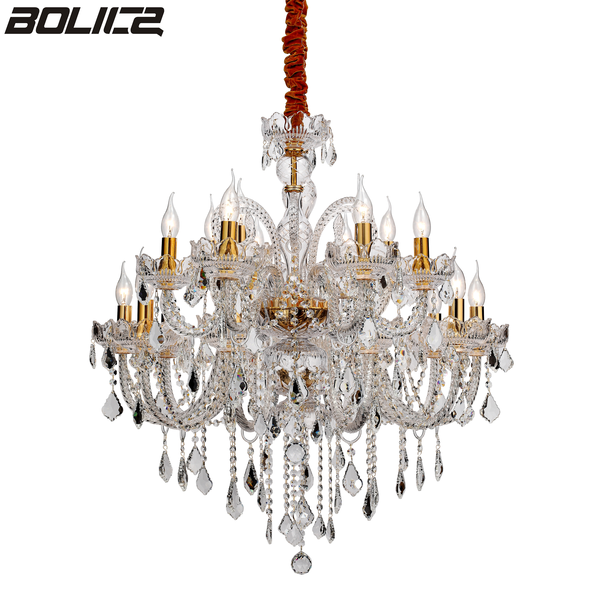 Luksusowy, dwuwarstwowy złoty żyrandol do luksusowych willi