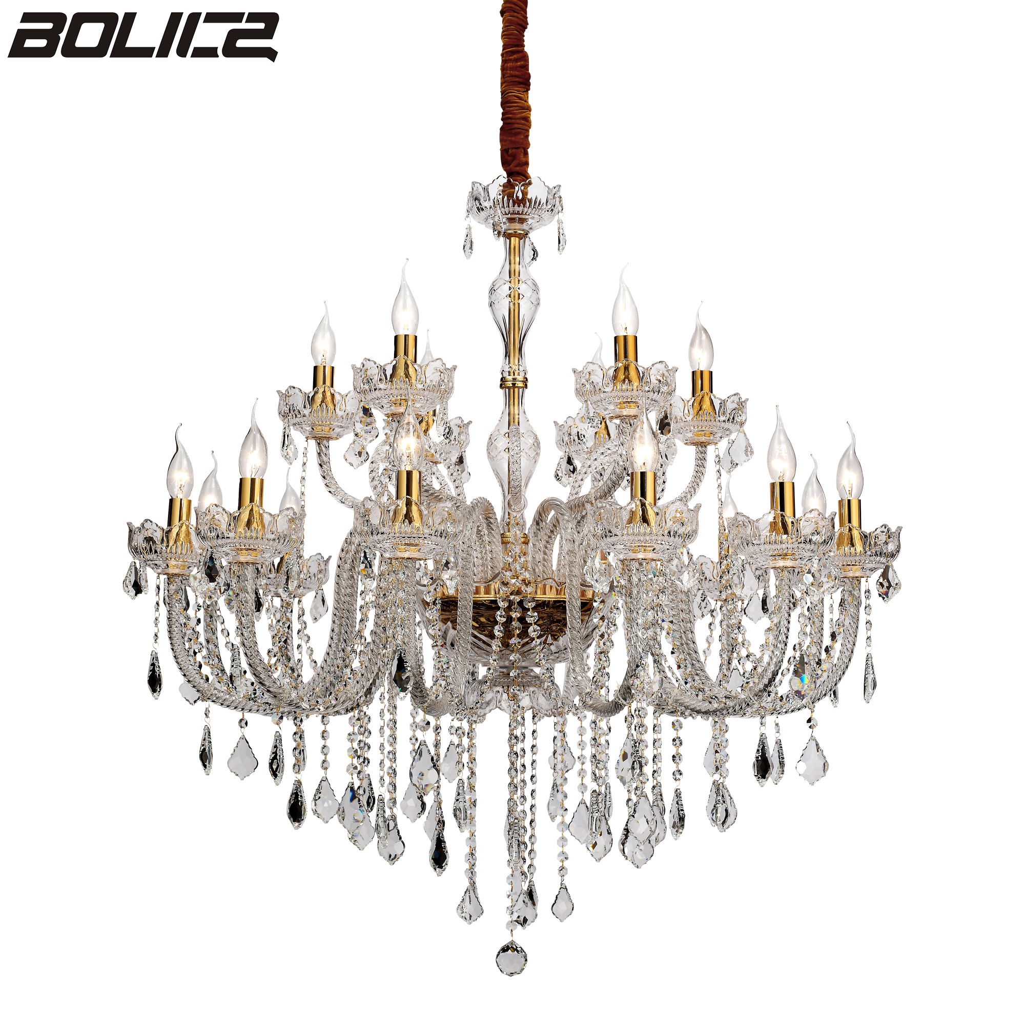 Luksusowy, dwuwarstwowy złoty żyrandol do luksusowych willi