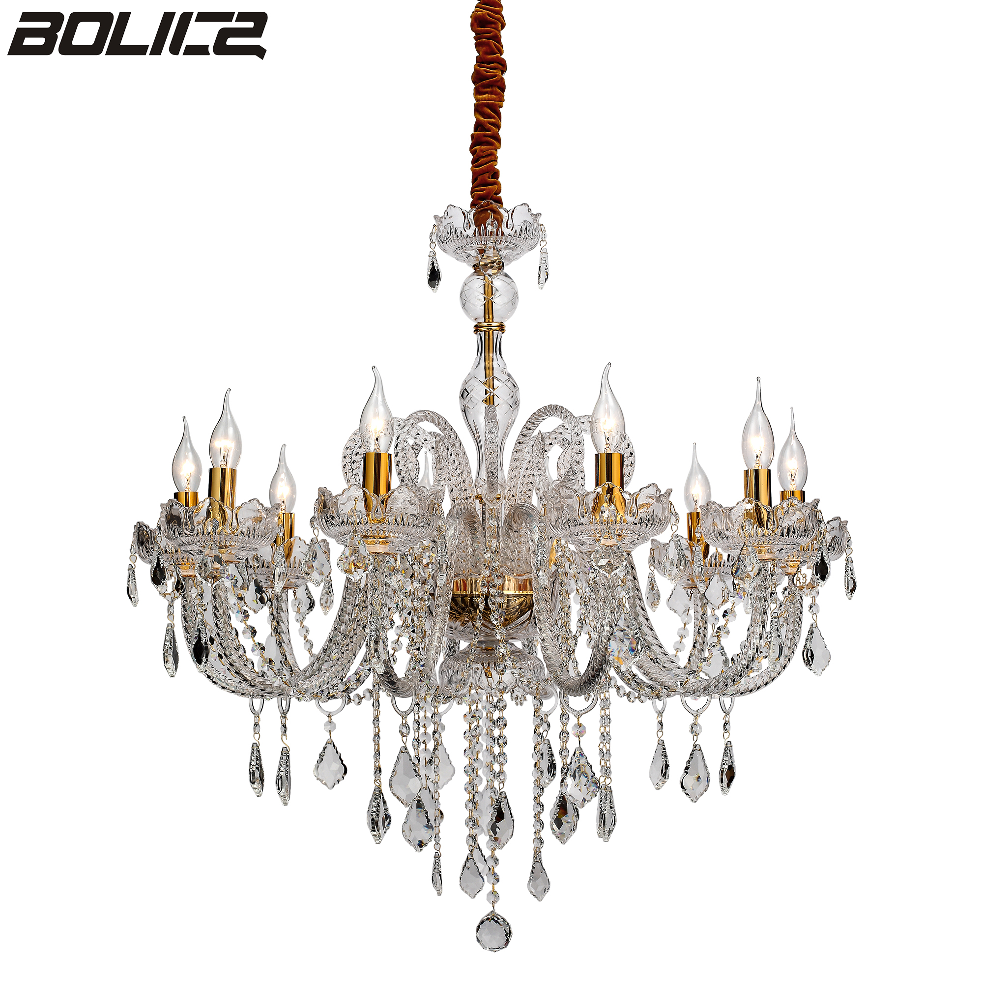 Luksusowy, dwuwarstwowy złoty żyrandol do luksusowych willi