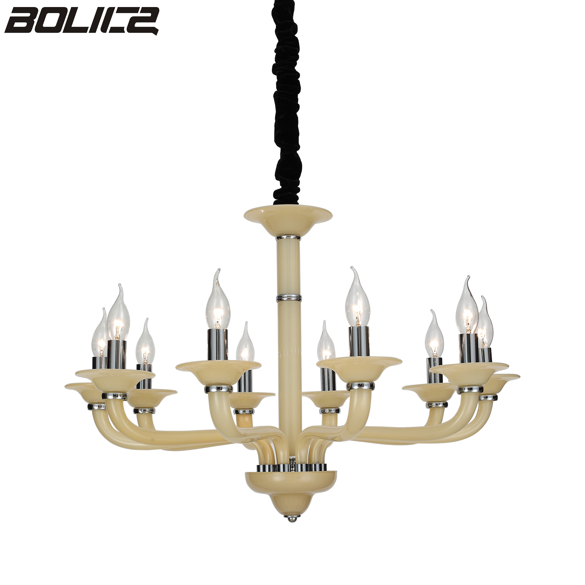 Classic candle-shaped country linear farmhouse chandelier