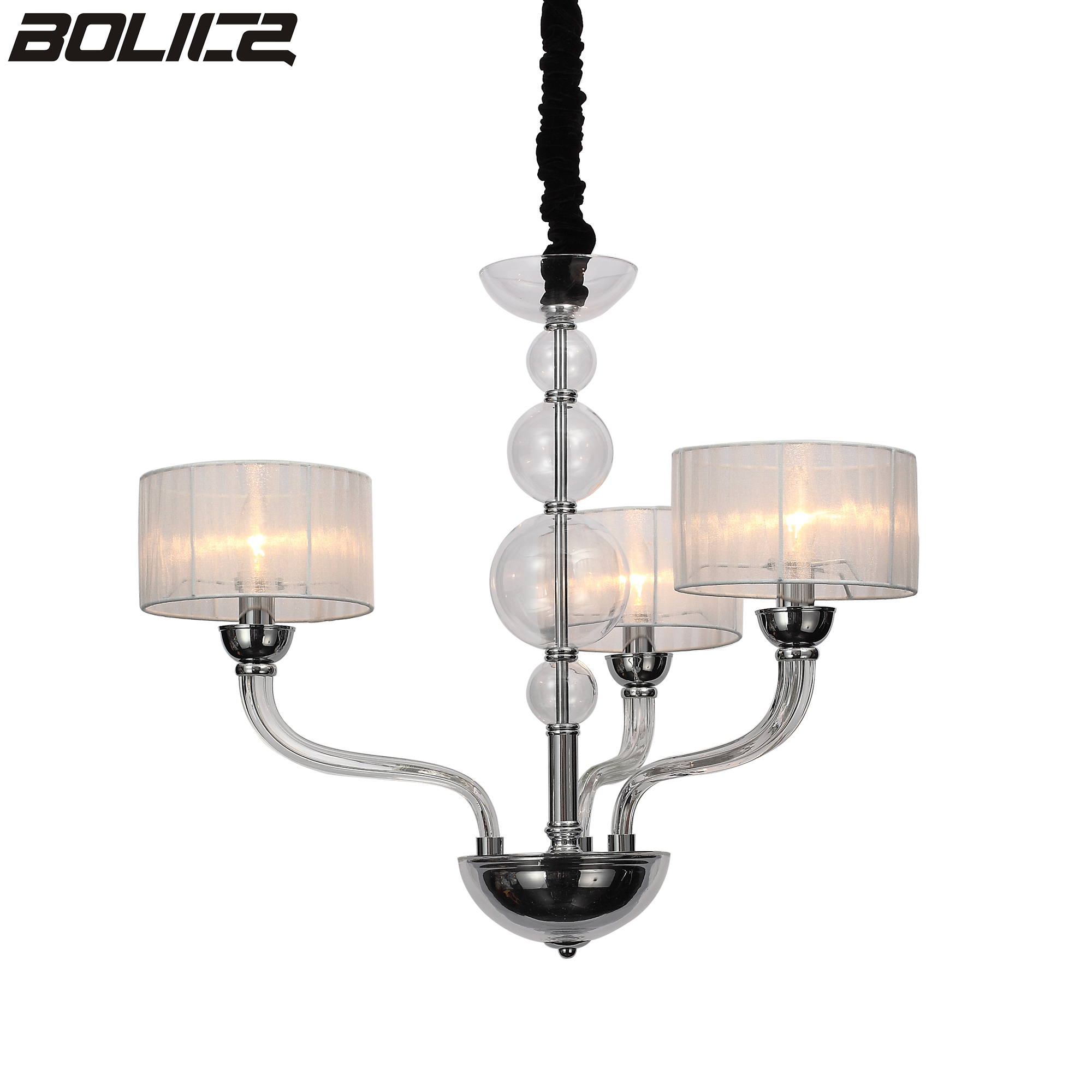 A 6-lamp European-style modern chandelier with lampshades, suitable for living rooms.