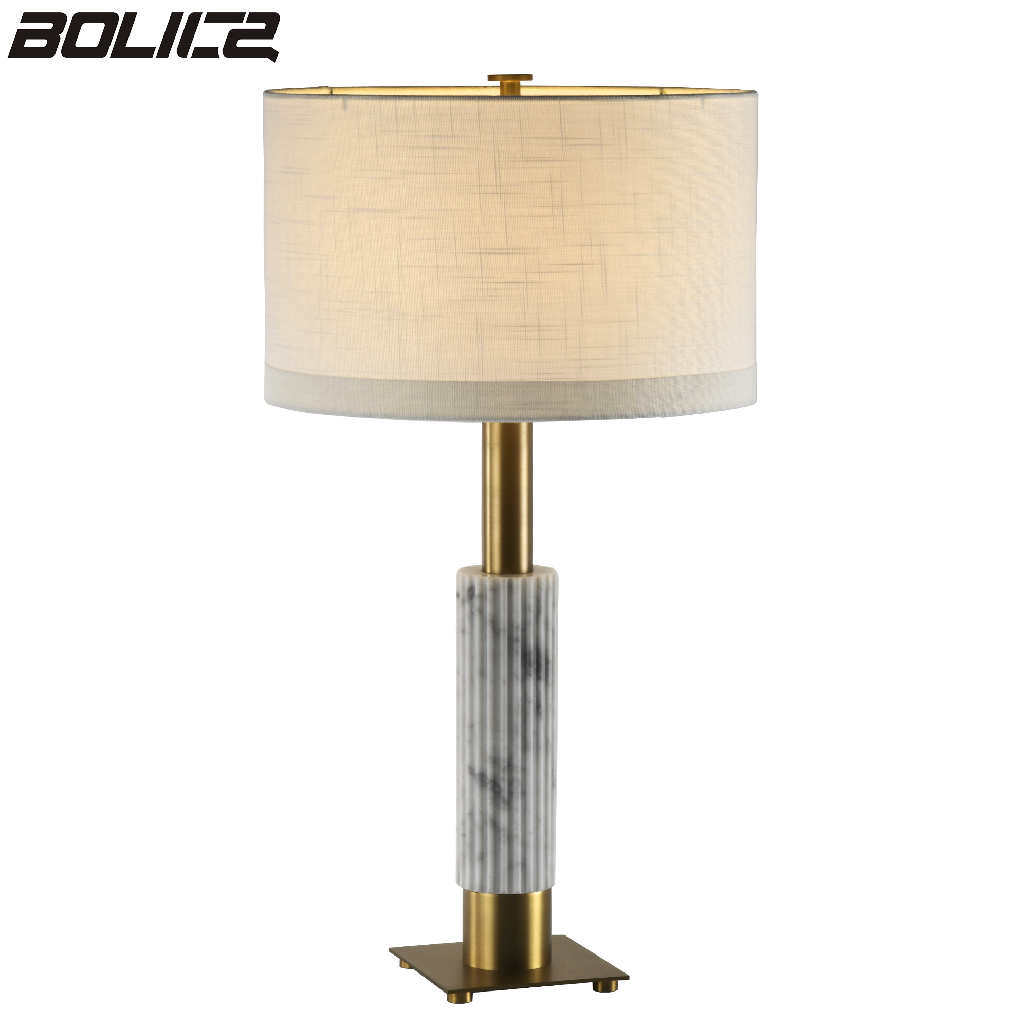 Retro Classic Natural Stone Round Cylinder Table Lamp