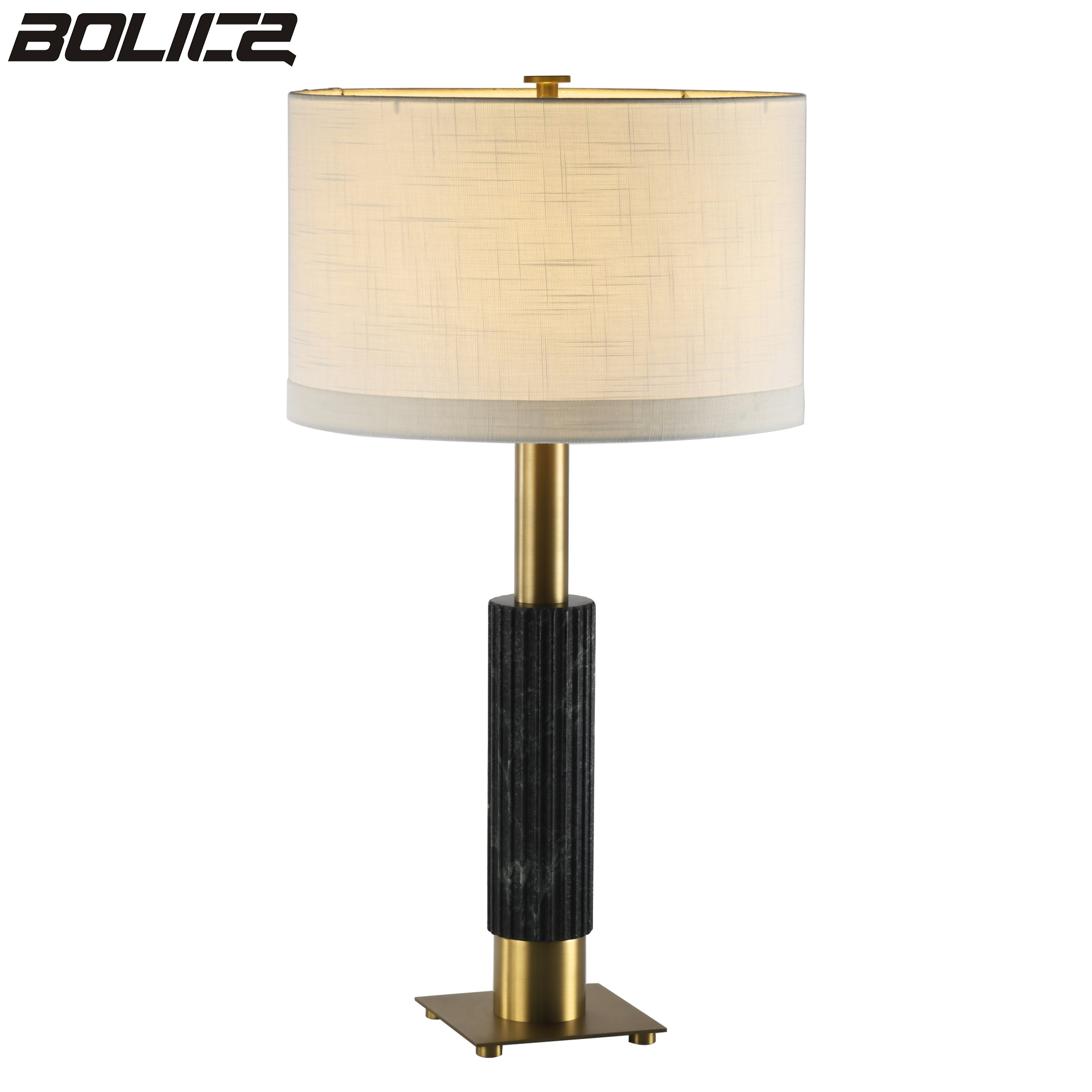 Retro Classic Natural Stone Round Cylinder Table Lamp