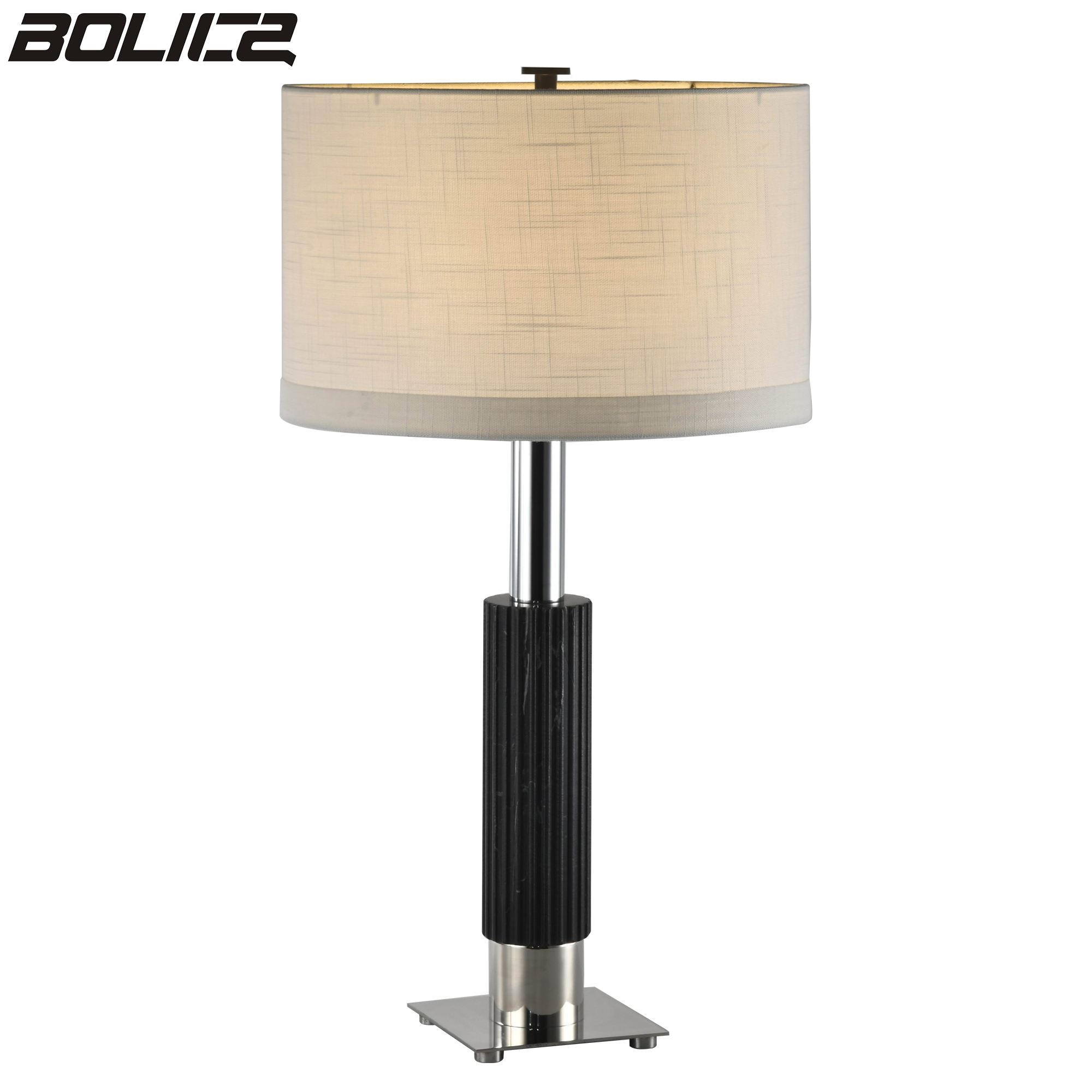 Retro Classic Natural Stone Round Cylinder Table Lamp