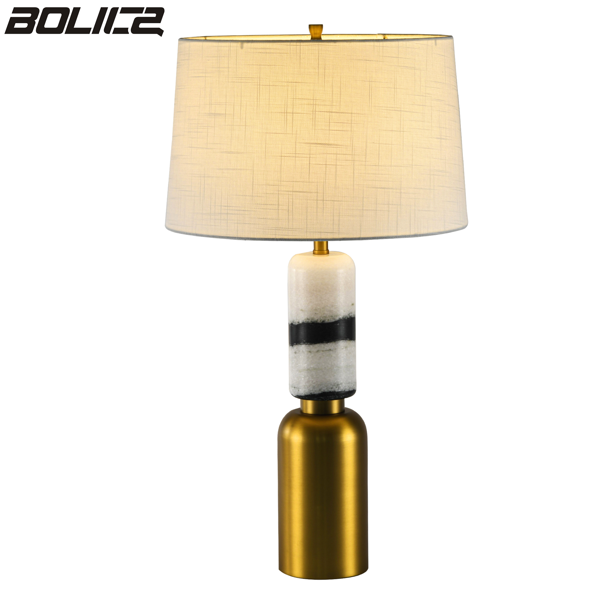 Marble decorative table lamp with natural linen lampshade