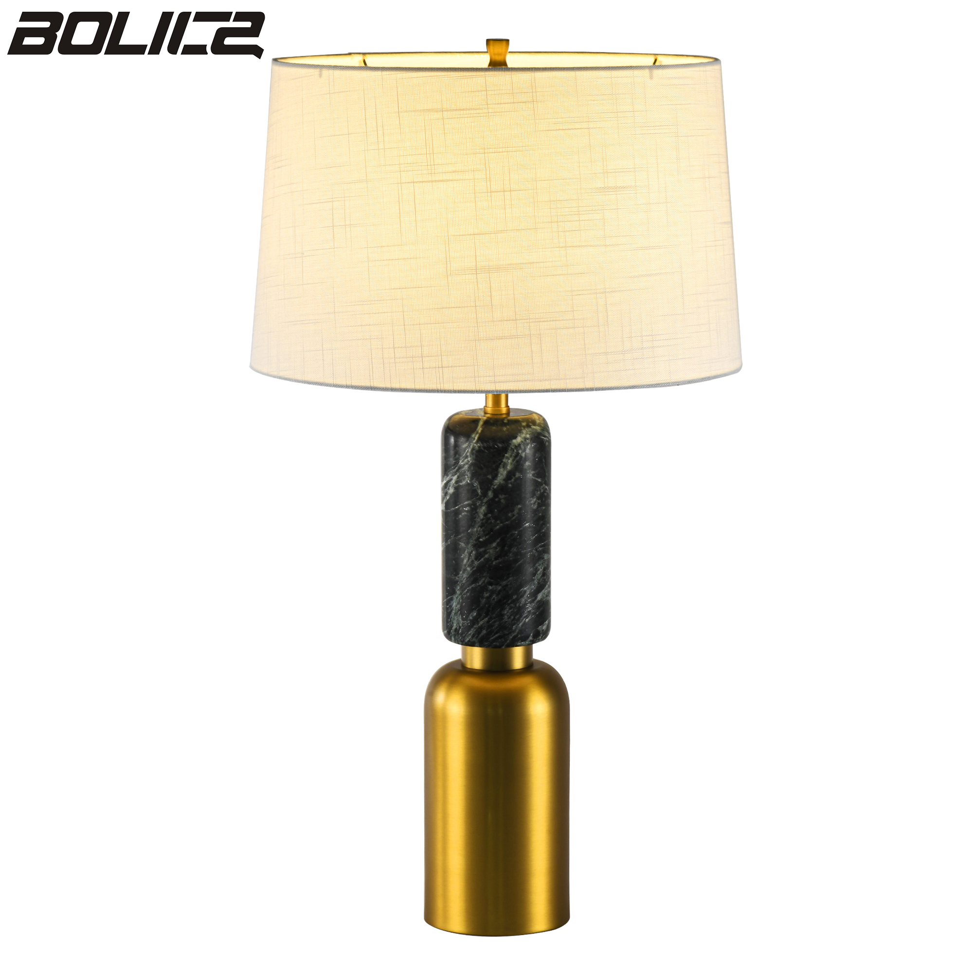 Marble decorative table lamp with natural linen lampshade