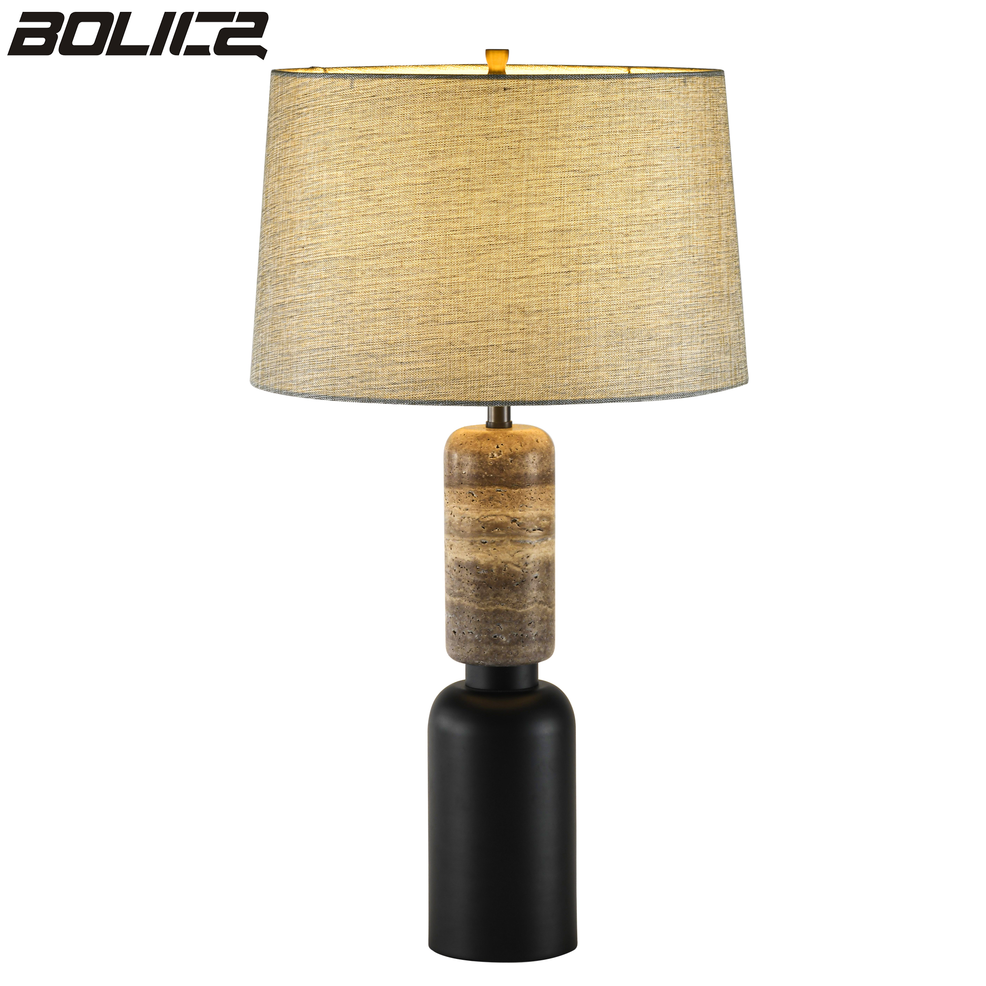 Marble decorative table lamp with natural linen lampshade