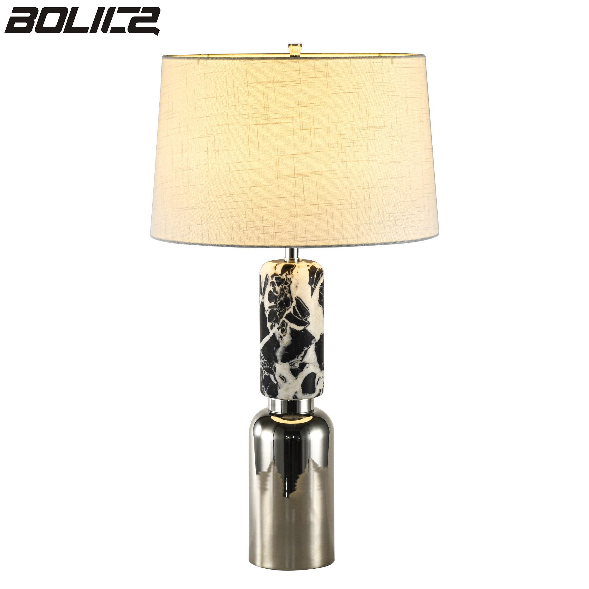 Marble decorative table lamp with natural linen lampshade