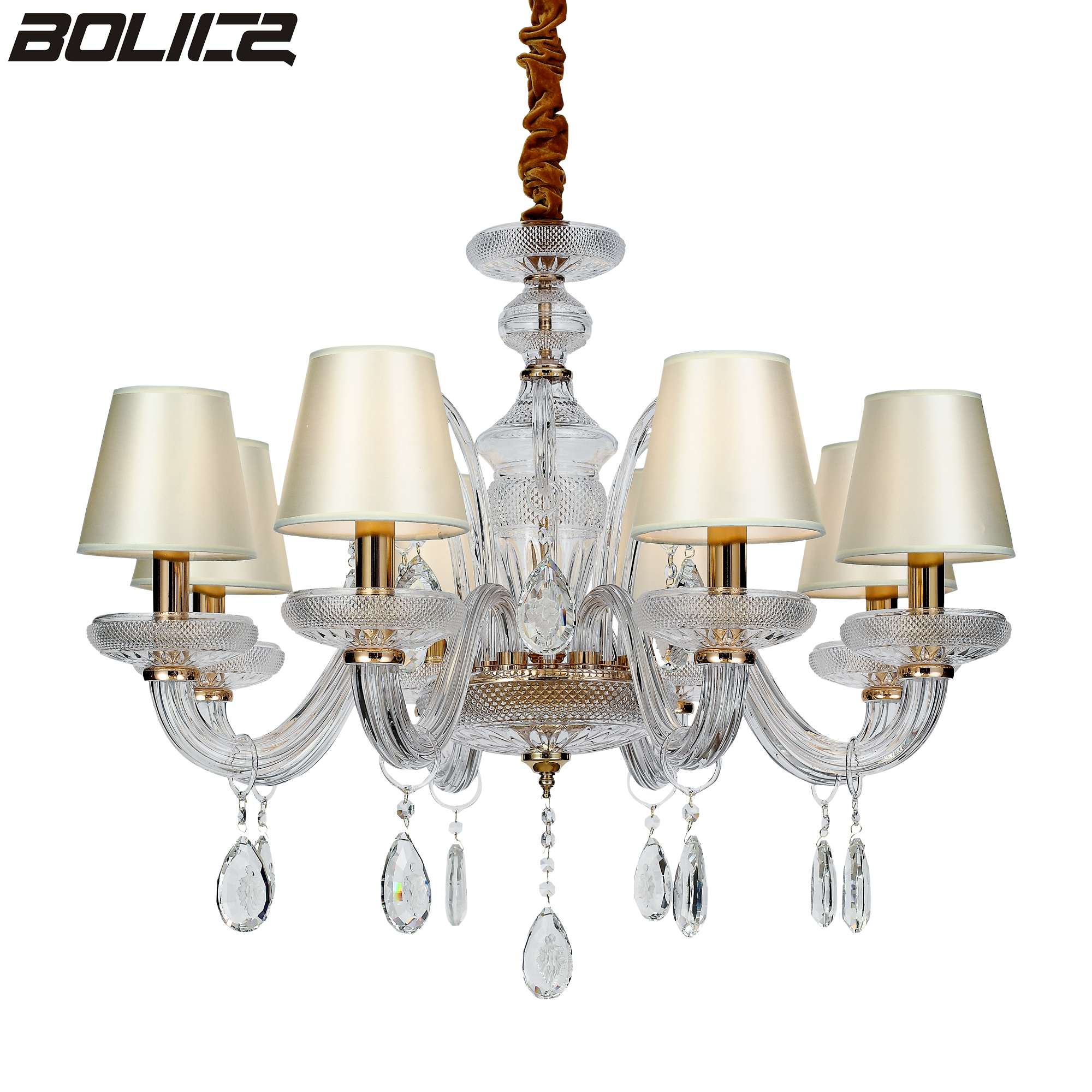 Golden Empire Crystal Chandelier, Suitable for High Ceilings