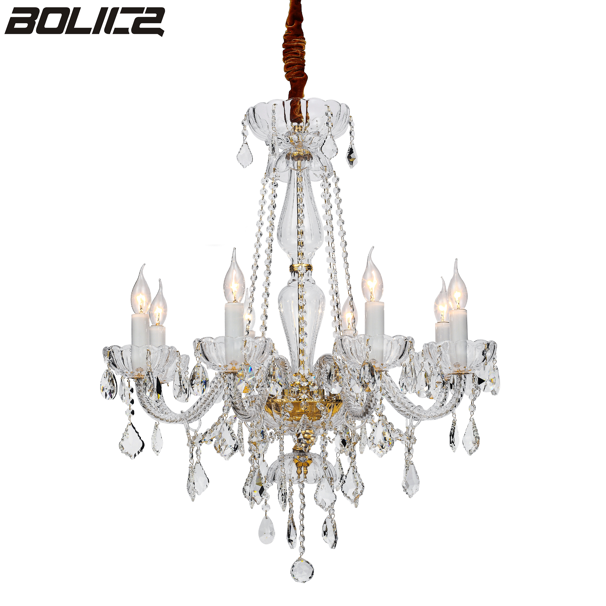 Crystal chandelier in the lobby of a luxury villa hotel