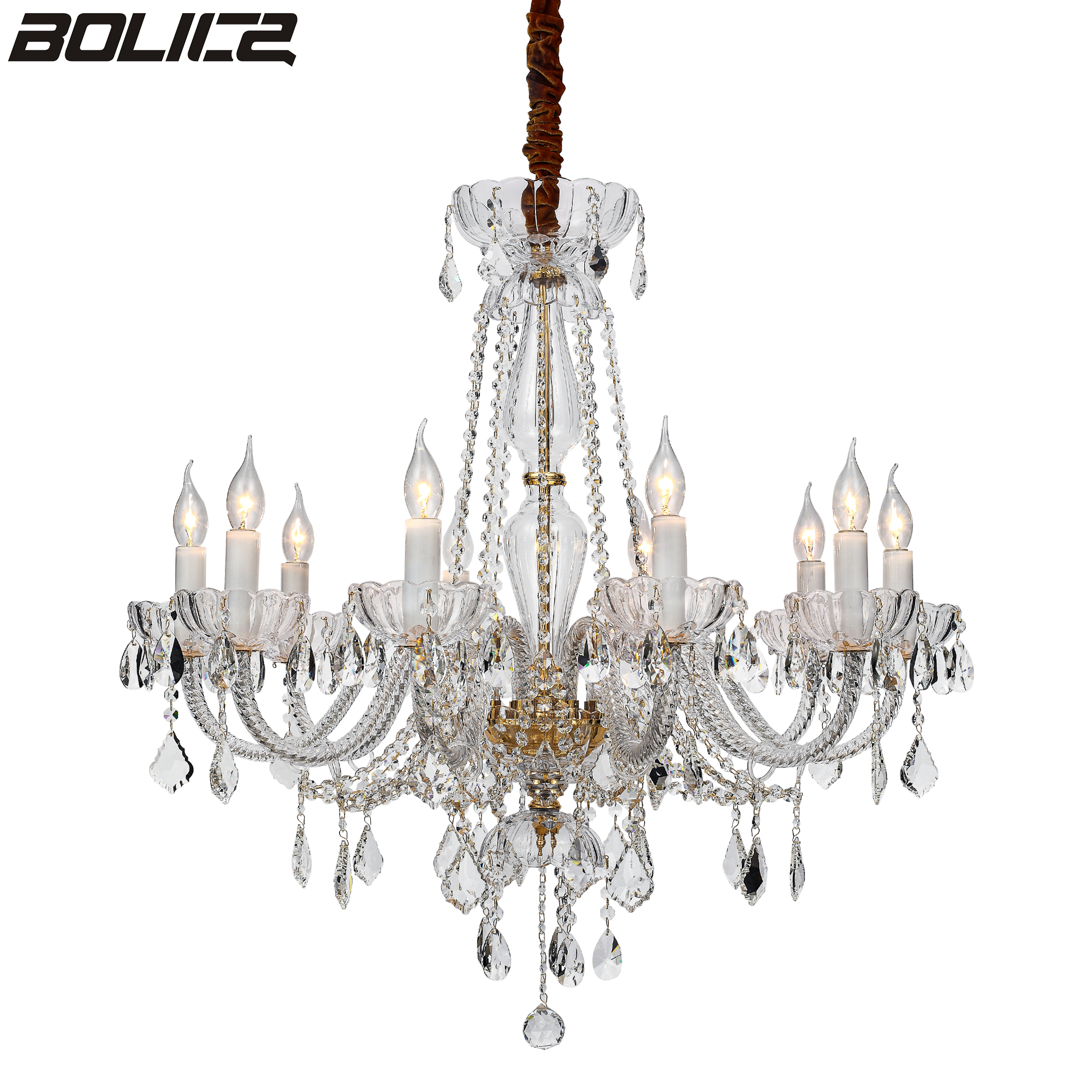 Crystal chandelier in the lobby of a luxury villa hotel