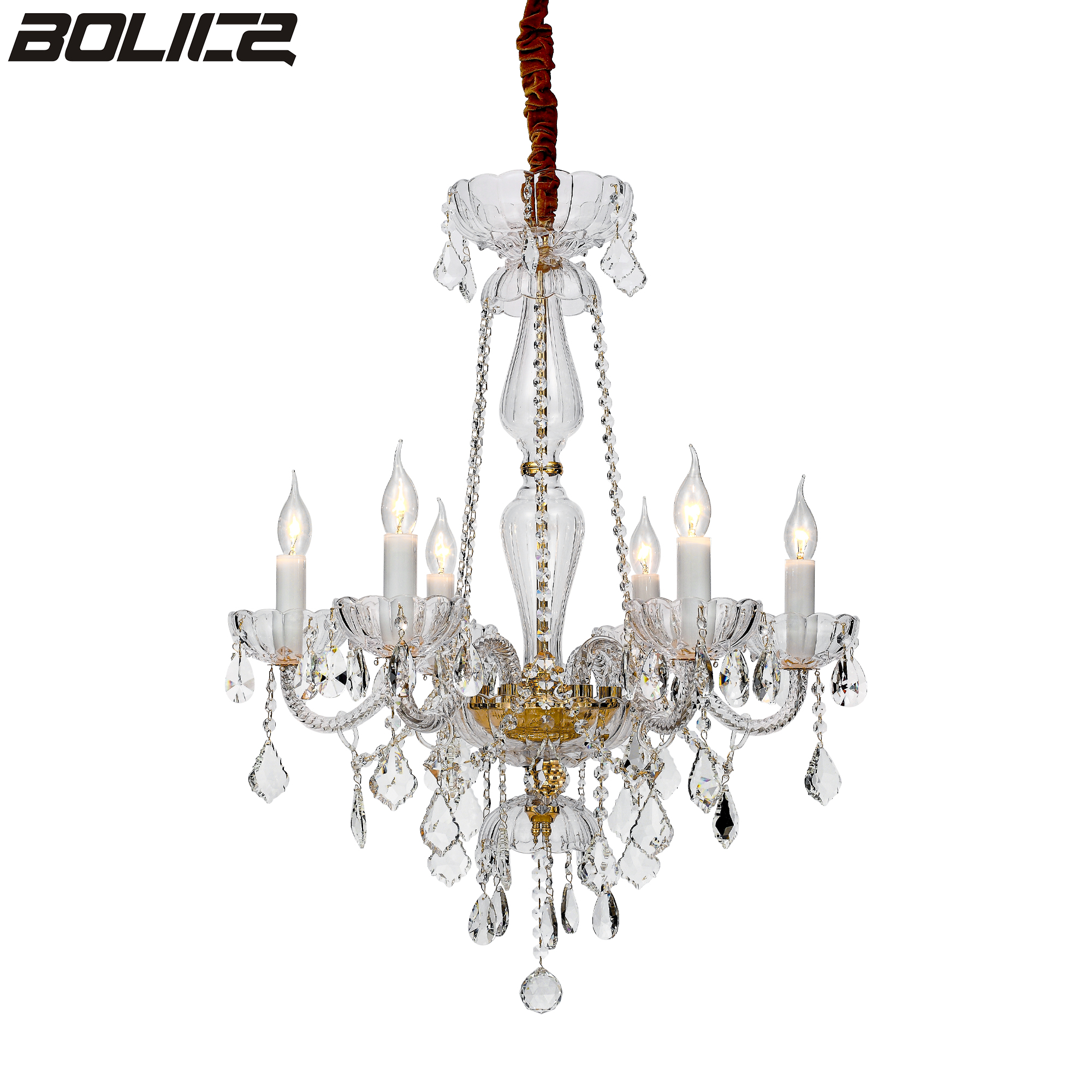 Crystal chandelier in the lobby of a luxury villa hotel